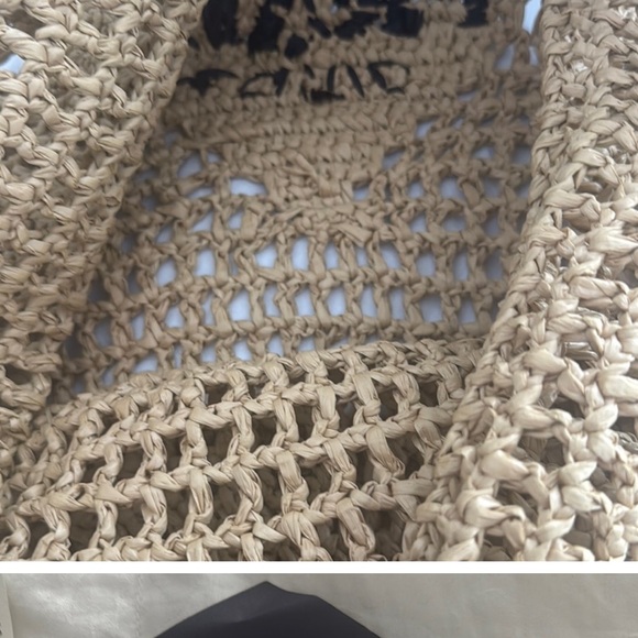 Prada Tan Crochet Tote with Black Logo - Picture 6 of 7
